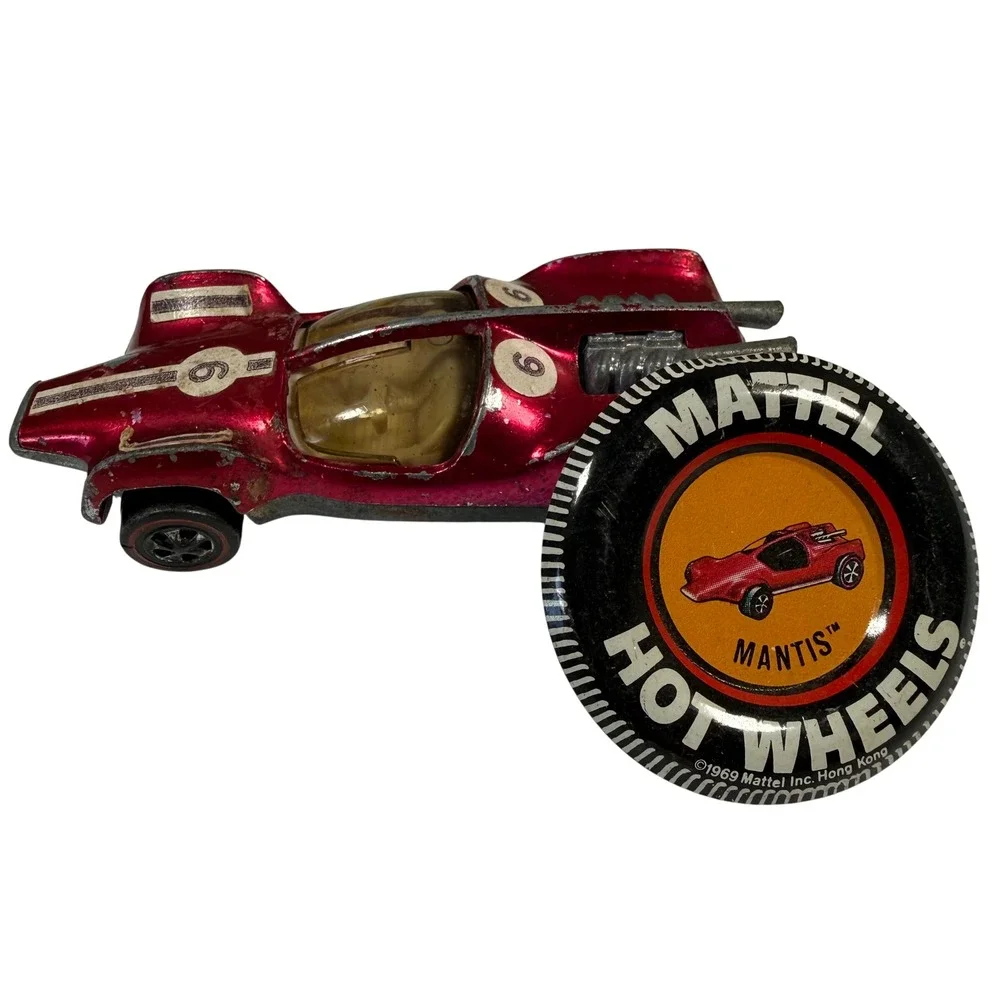 Hot Wheels Mantis Diecast Car Red Spectraflame Redline‎ Vintage 1970 Button USA